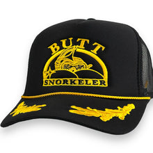 Load image into Gallery viewer, Butt Snorkeler Black Trucker Hat
